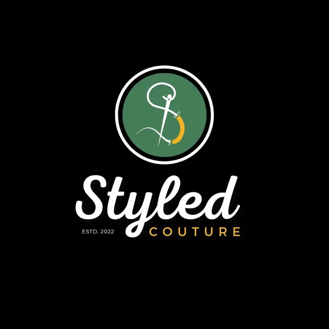 Styled Couture fashion identity artwork with a thread-like emblem