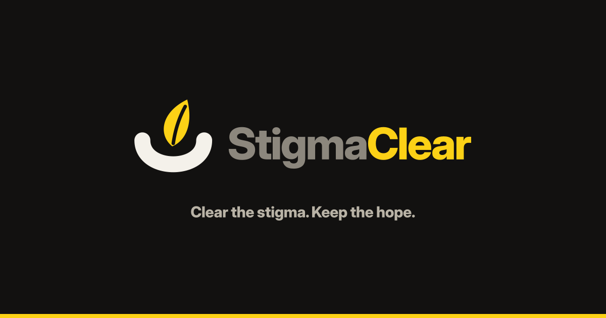 StigmaClear identity on a dark background